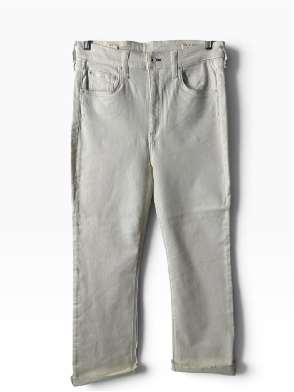 rag & bone nina highrise ankle flare off white color luxury coastal sz 30 NWT